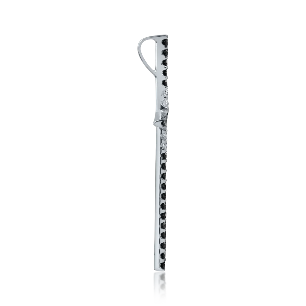 Pandantiv cruce din aur alb-negru cu diamante negre si incolore de 0.5ct - imagine 3