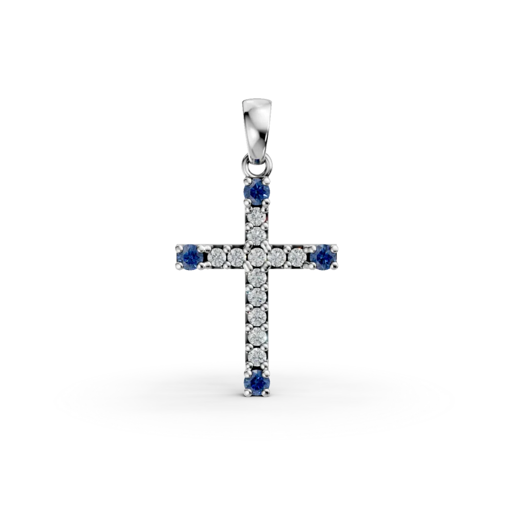 Pandantiv cruce din aur alb