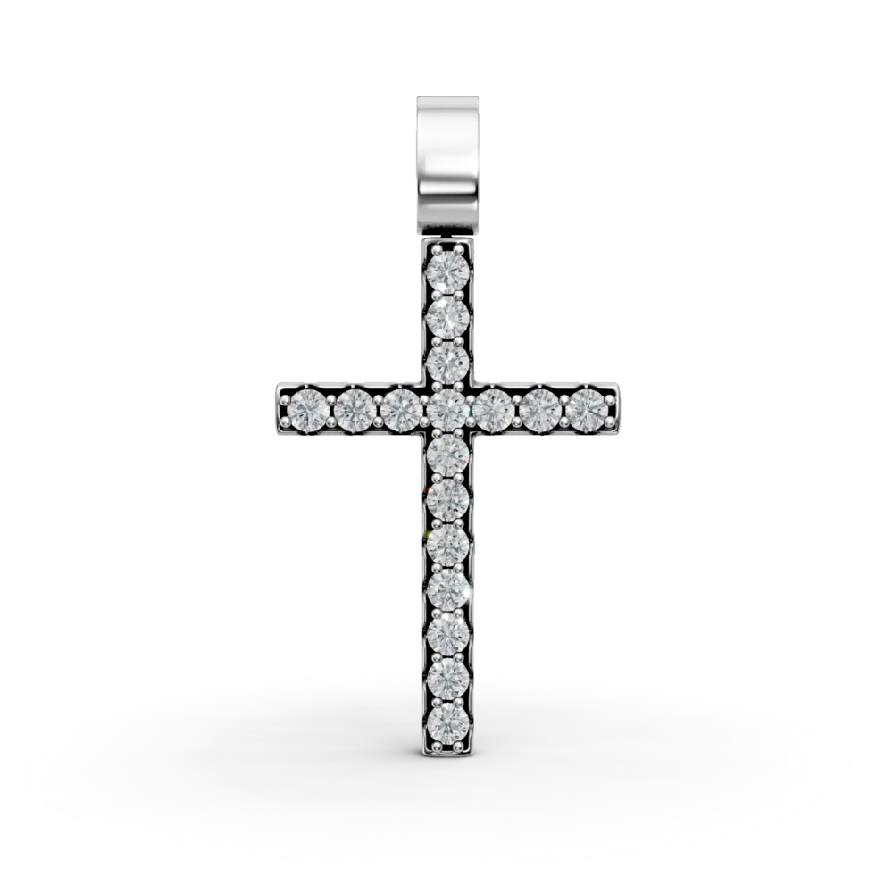 Pandantiv cruce din aur alb