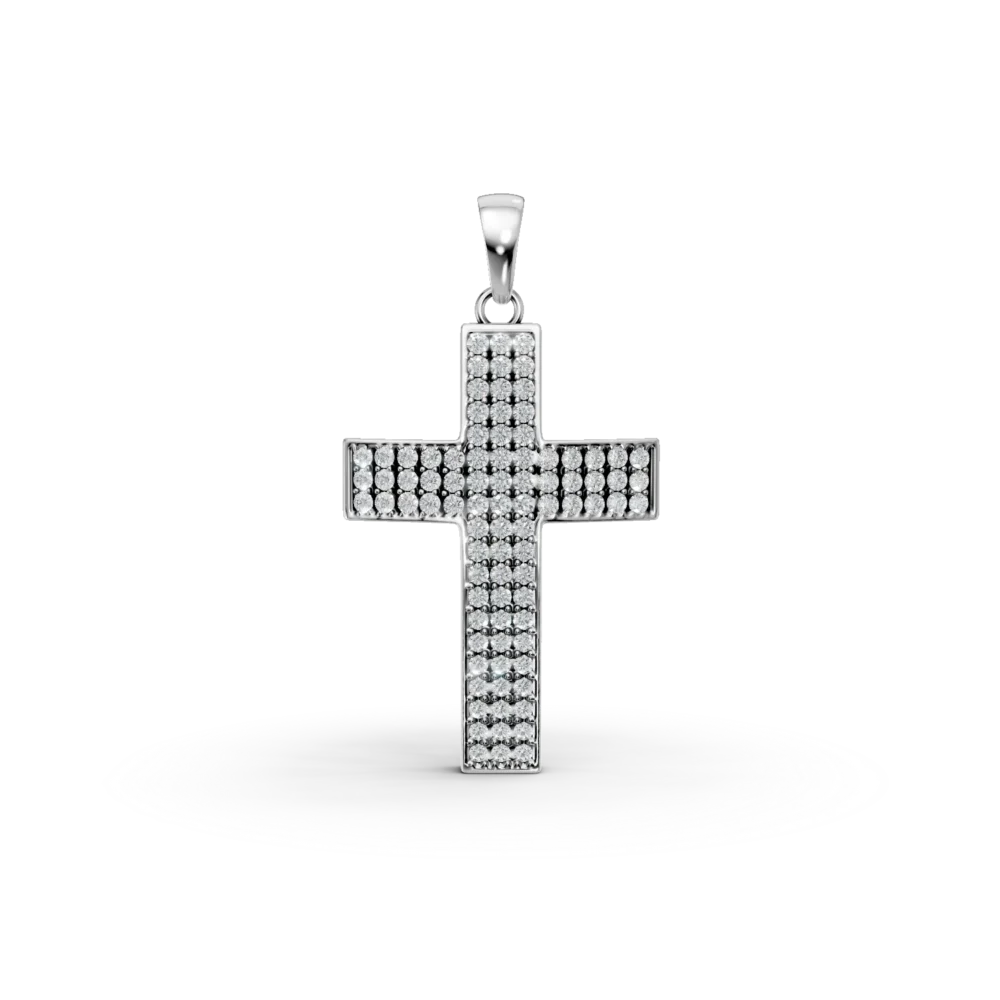Pandantiv cruce din aur alb