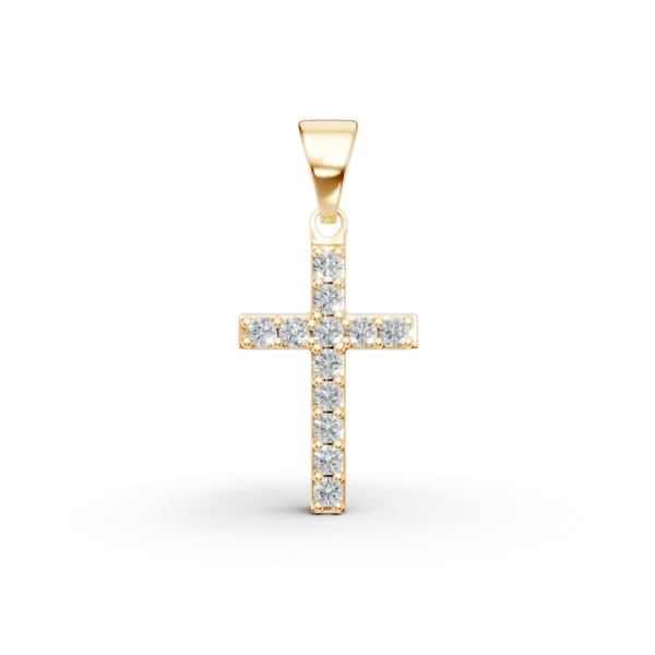 Pandantiv cruce din aur galben cu zirconii