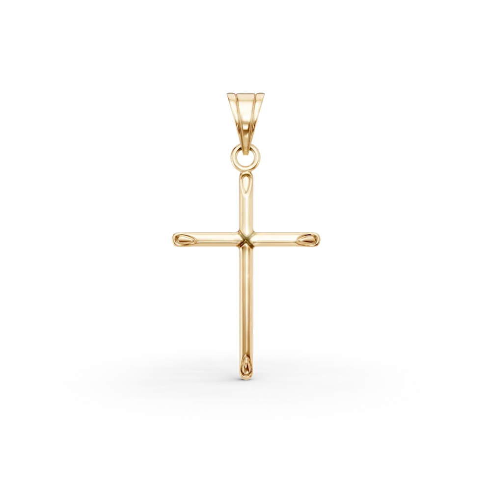 Pandantiv cruce din aur galben pentru barbati