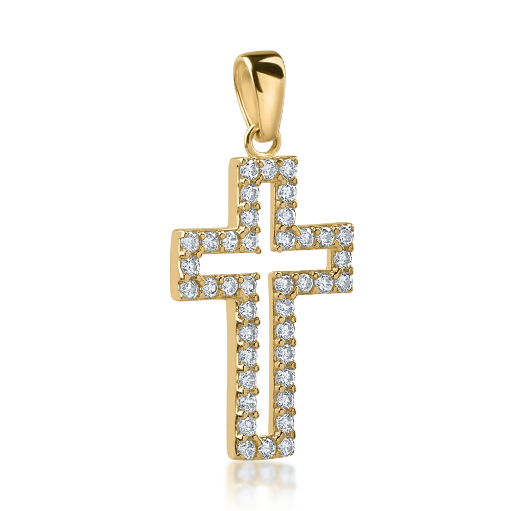 Pandantiv cruce din aur galben - imagine 2