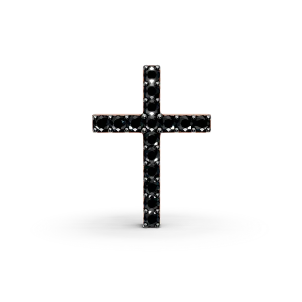 Pandantiv cruce din aur roz cu diamante negre de 0.33ct