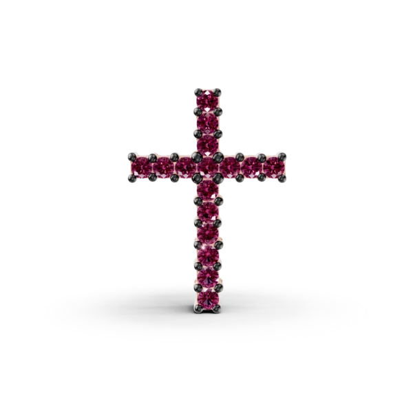 Pandantiv cruce din aur roz cu rubine de 0.17ct