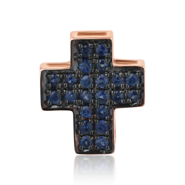 Pandantiv cruce din aur roz cu safire de 0.22ct