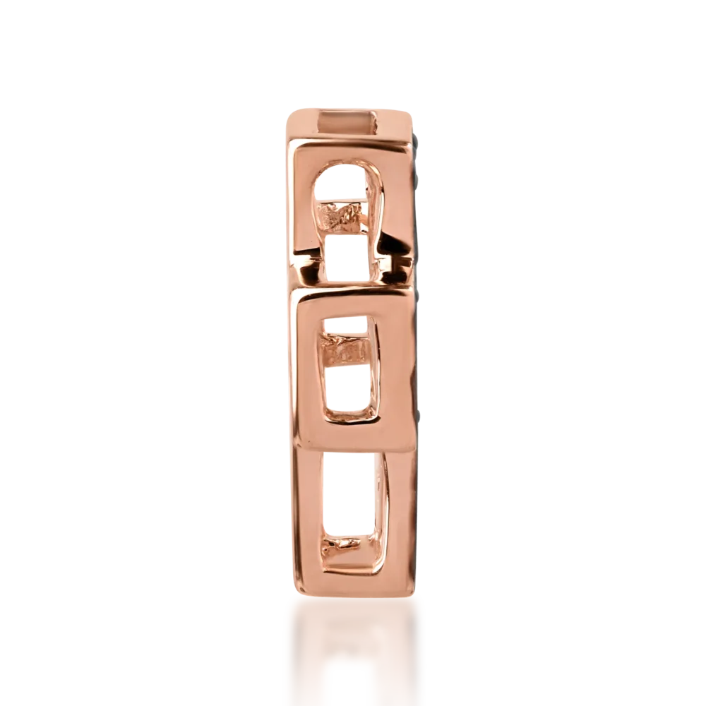 Pandantiv cruce din aur roz cu safire de 0.22ct - imagine 3