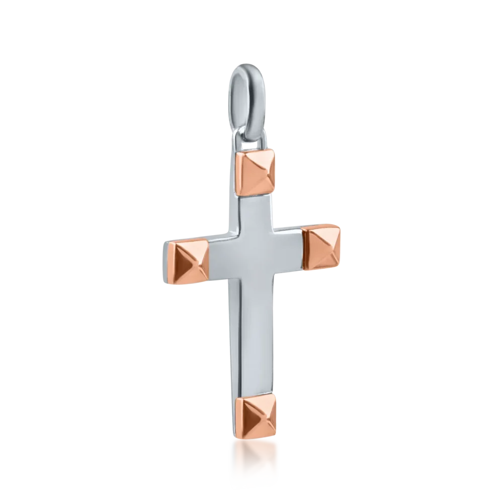 Pandantiv cruce din aur roz-negru - imagine 2