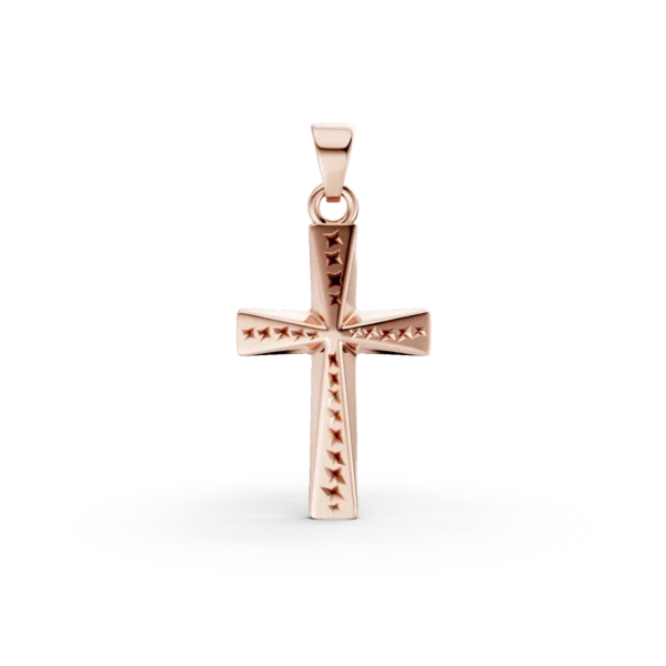 Pandantiv cruce din aur roz
