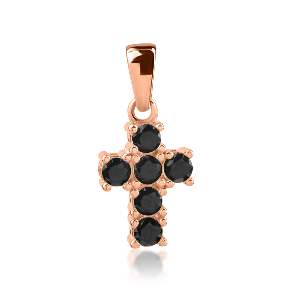 Pandantiv cruce din aur roz