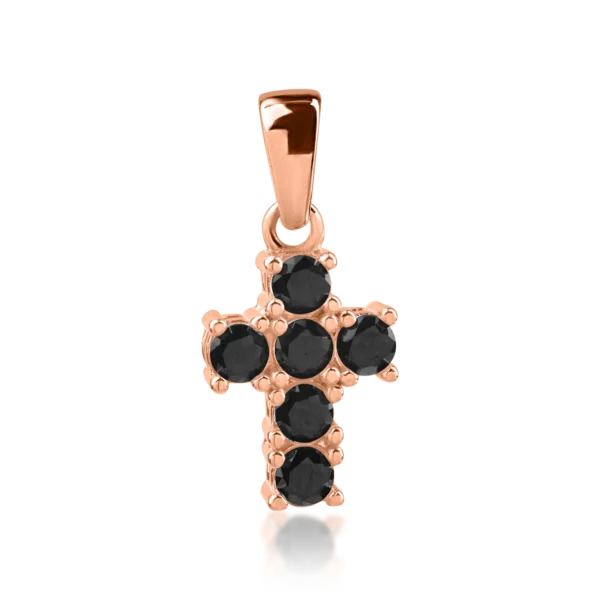Pandantiv cruce din aur roz