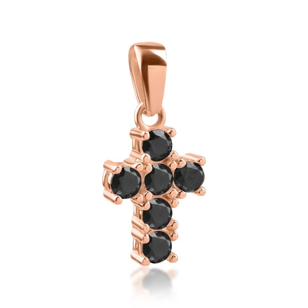 Pandantiv cruce din aur roz - imagine 2