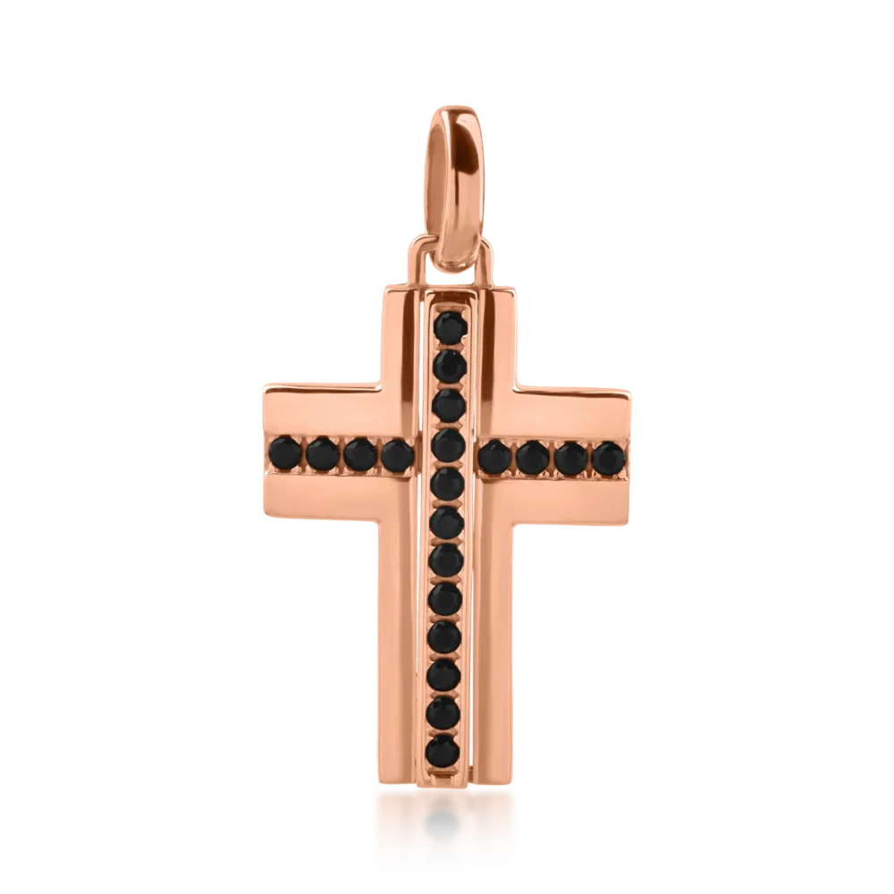 Pandantiv cruce din aur roz