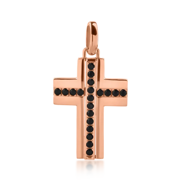 Pandantiv cruce din aur roz