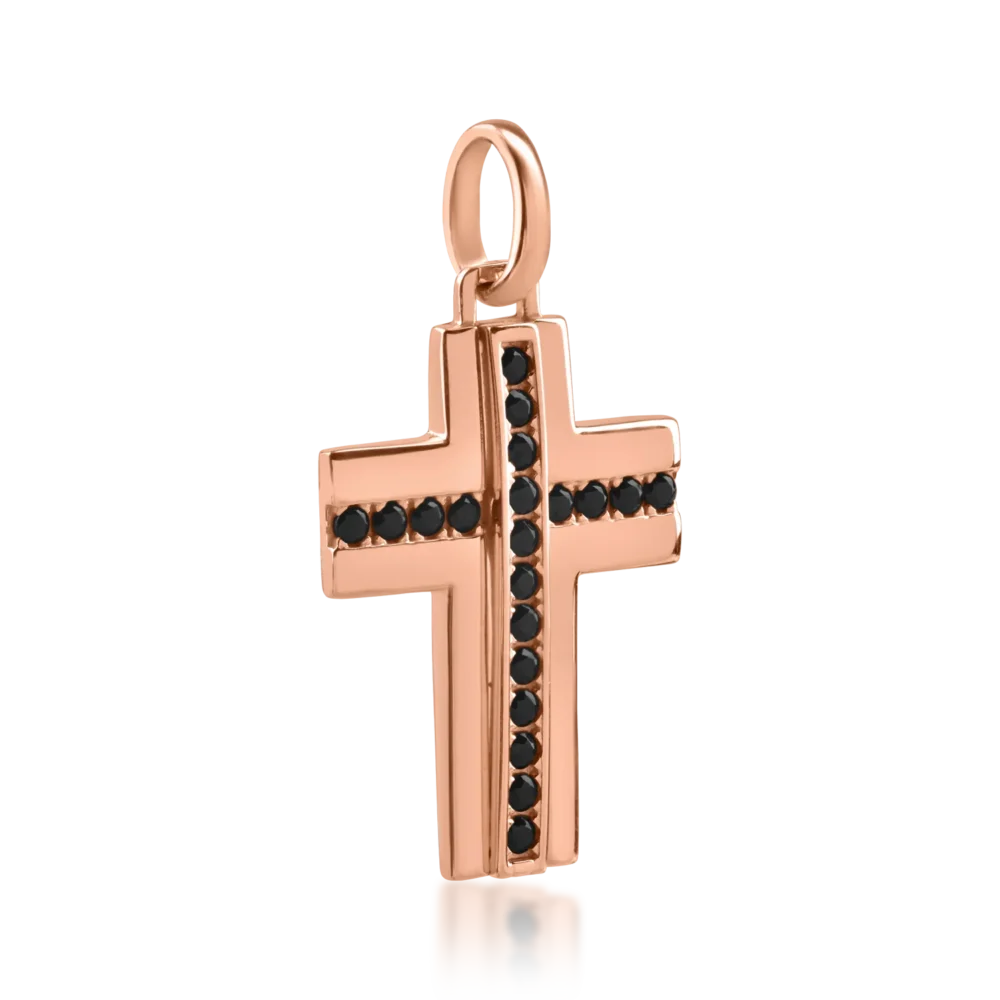 Pandantiv cruce din aur roz - imagine 2