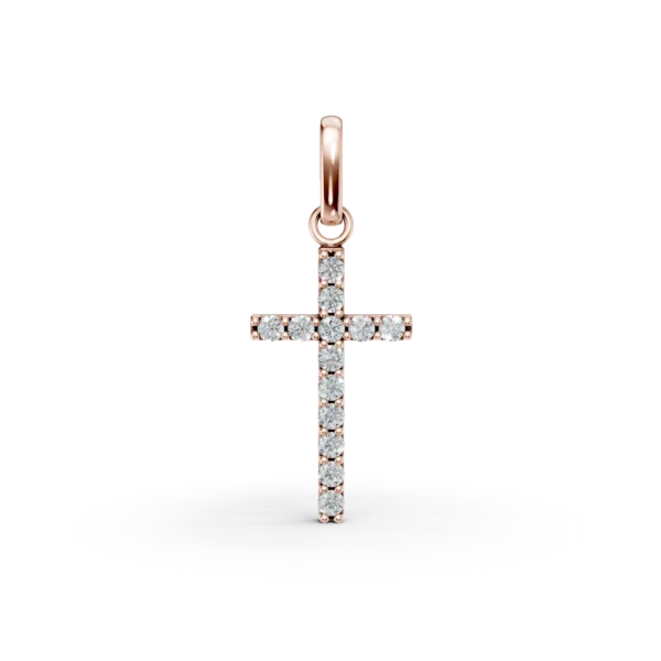 Pandantiv cruce din aur roz