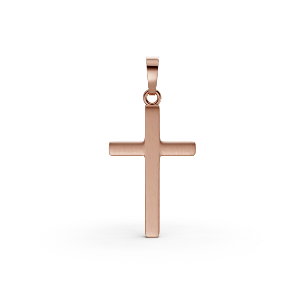 Pandantiv cruce din aur roz