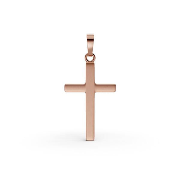 Pandantiv cruce din aur roz