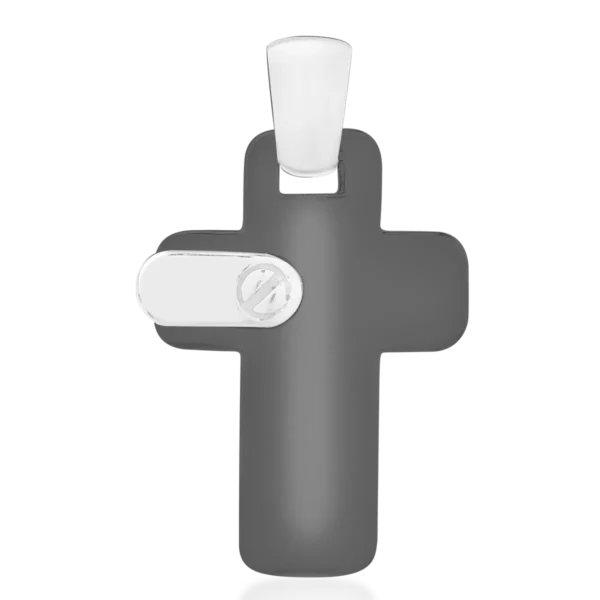 Pandantiv cruce pentru barbati din aur alb-negru