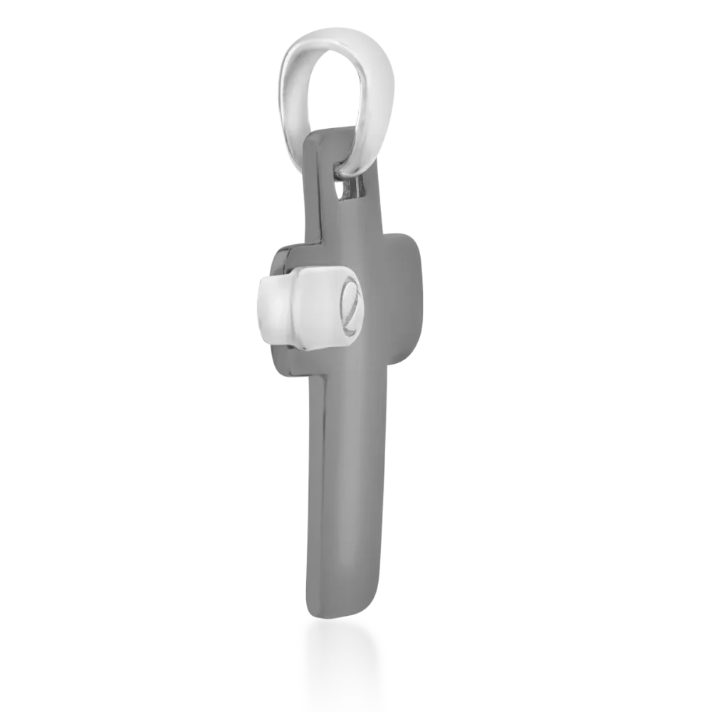 Pandantiv cruce pentru barbati din aur alb-negru - imagine 3