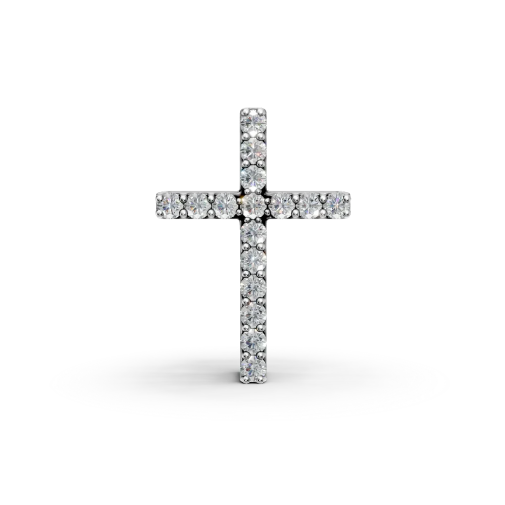 Pandantiv cruciulita din aur alb cu diamante de 0.1ct