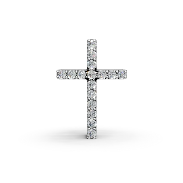Pandantiv cruciulita din aur alb cu diamante de 0.1ct