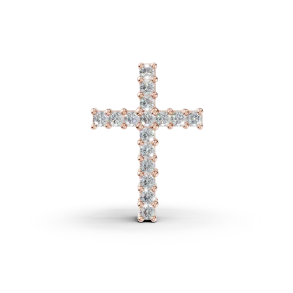 Pandantiv cruciulita din aur roz cu diamante de 0.1ct