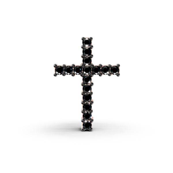 Pandantiv cruciulita din aur roz cu diamante negre de 0.1ct