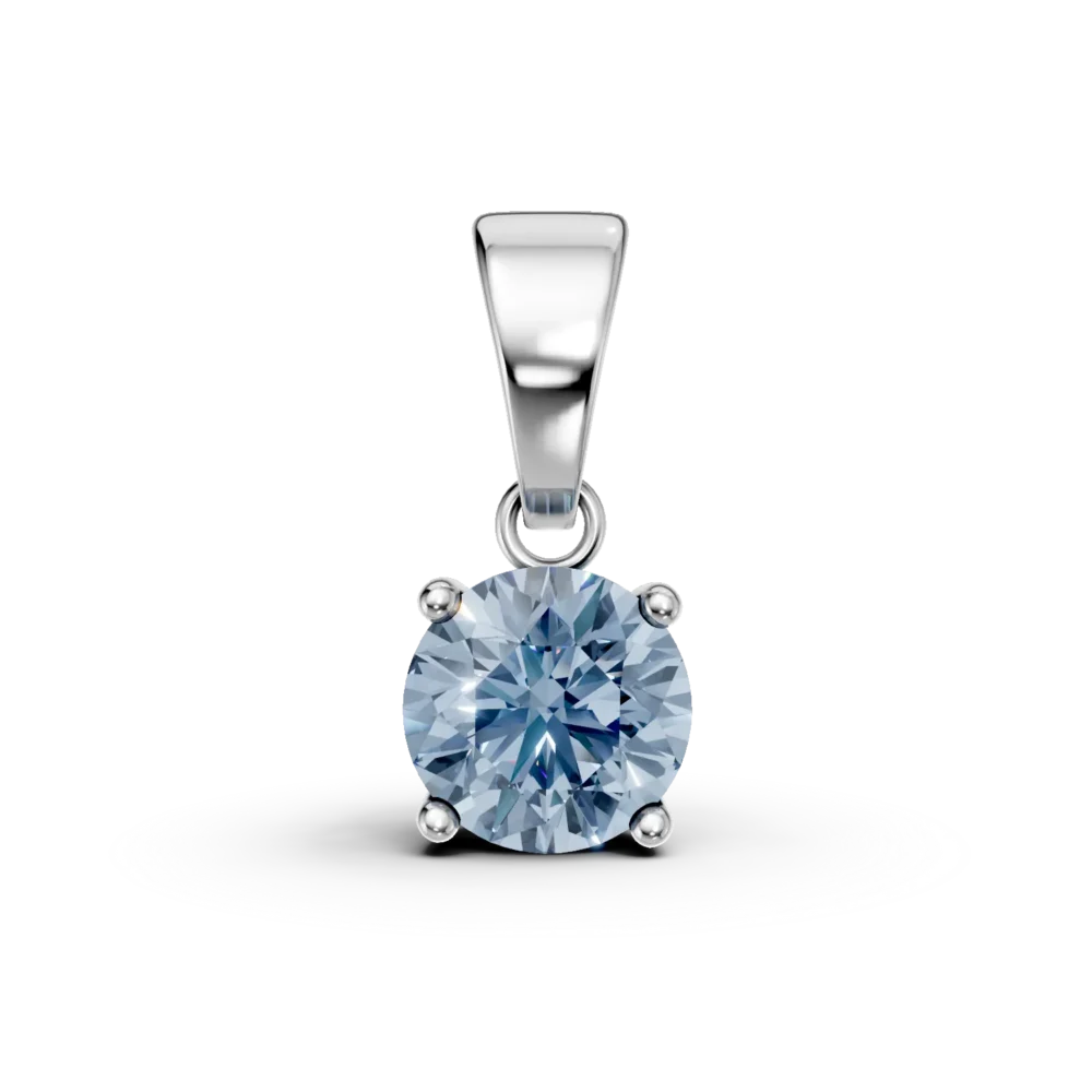 Pandantiv din aur alb cu acvamarin solitaire de 0.7ct