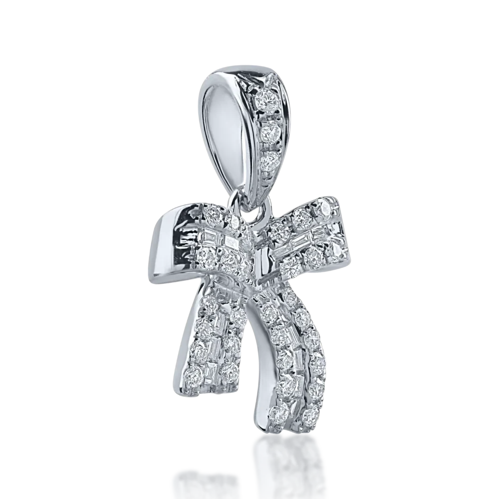 Pandantiv din aur alb cu diamante baguette si rotunde de 0.19ct - imagine 2