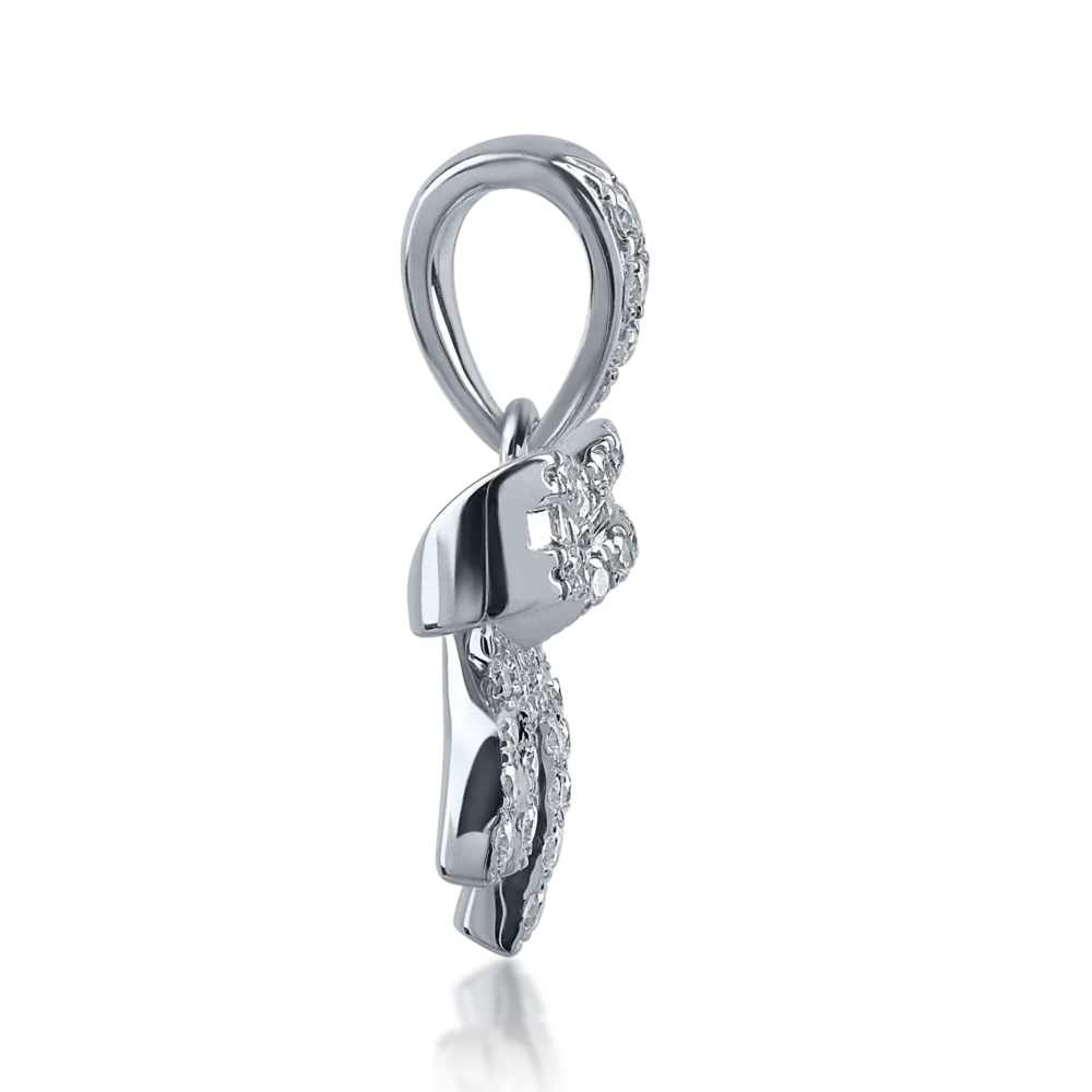 Pandantiv din aur alb cu diamante baguette si rotunde de 0.19ct - imagine 3