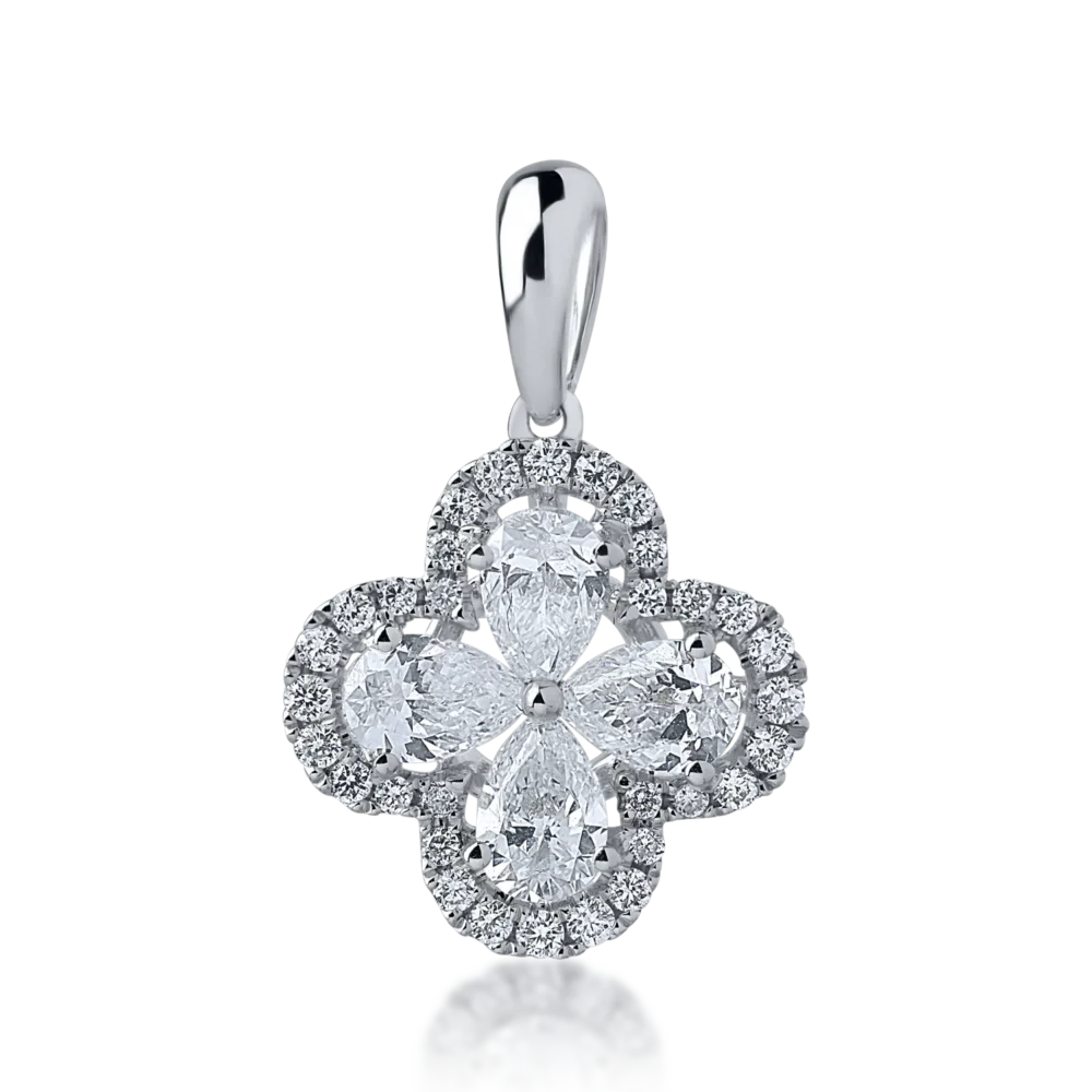 Pandantiv din aur alb cu diamante pear si rotunde de 0.67ct