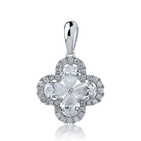 Pandantiv din aur alb cu diamante pear si rotunde de 0.67ct