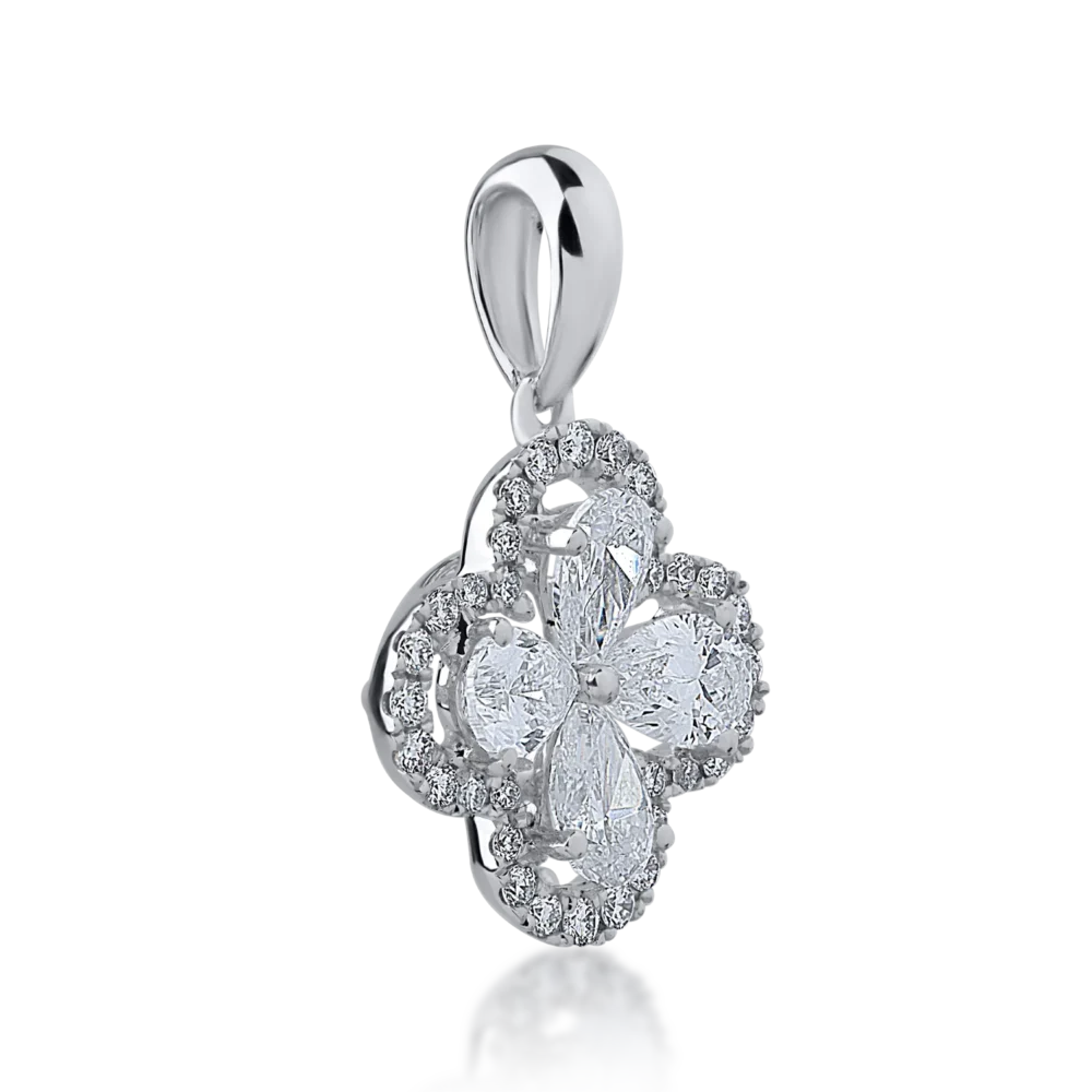 Pandantiv din aur alb cu diamante pear si rotunde de 0.67ct - imagine 2