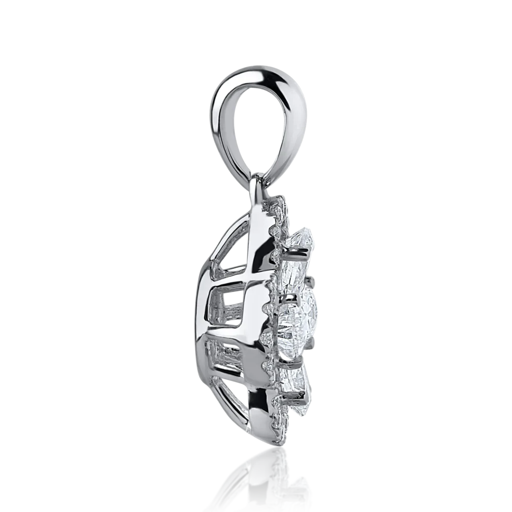 Pandantiv din aur alb cu diamante pear si rotunde de 0.67ct - imagine 3