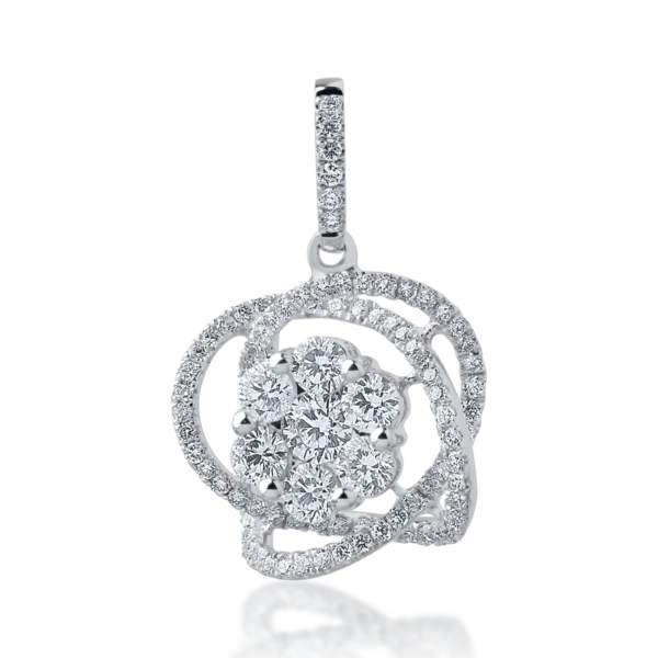 Pandantiv din aur alb cu diamante de 0.88ct