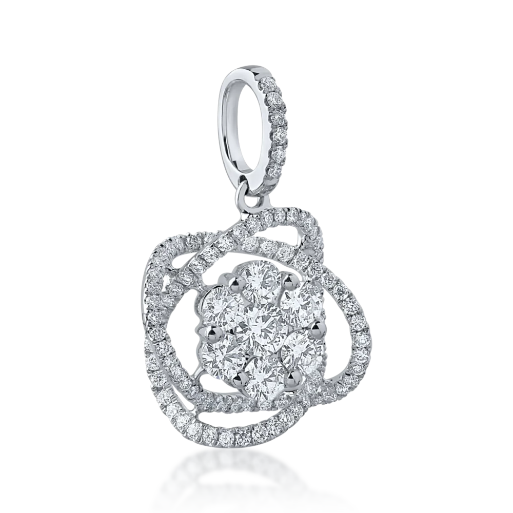 Pandantiv din aur alb cu diamante de 0.88ct - imagine 2