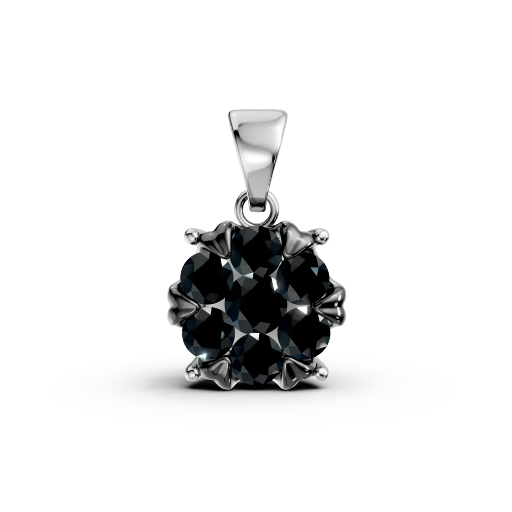 Pandantiv din aur alb cu diamante negre de 0.6ct