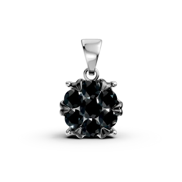 Pandantiv din aur alb cu diamante negre de 0.6ct