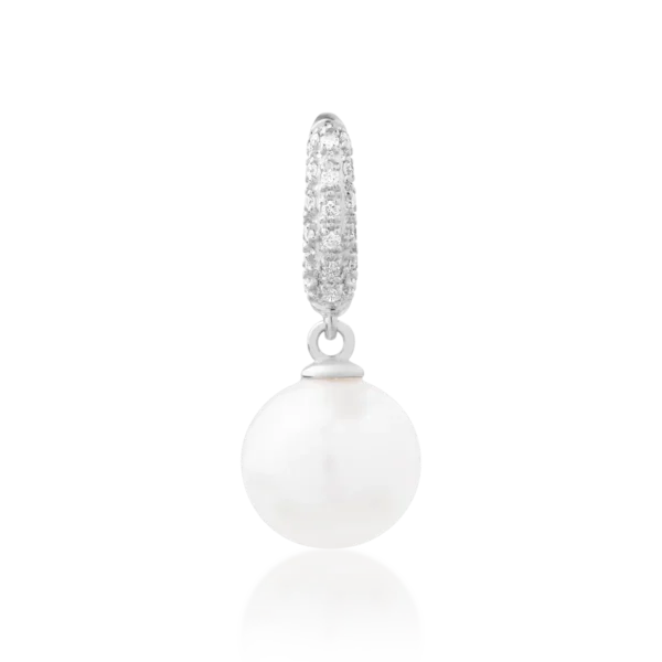 Pandantiv din aur alb cu perla de cultura de 3.9ct si diamante de 0.06ct