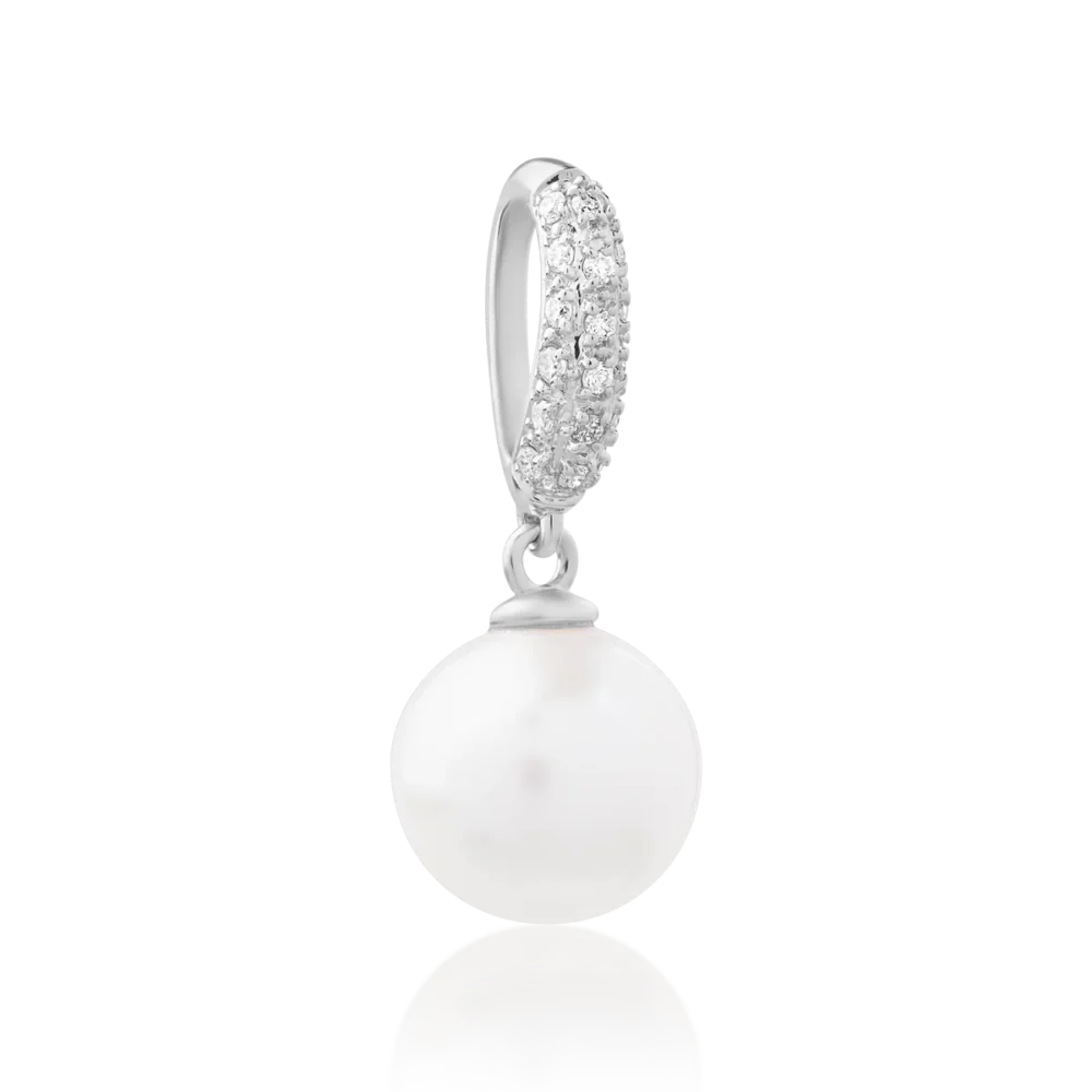 Pandantiv din aur alb cu perla de cultura de 3.9ct si diamante de 0.06ct - imagine 2