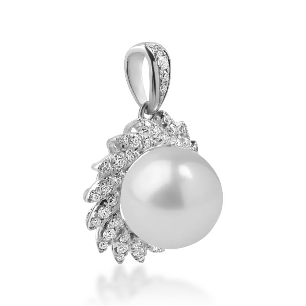 Pandantiv din aur alb cu perla de cultura de 6.1ct si diamante de 0.2ct - imagine 2