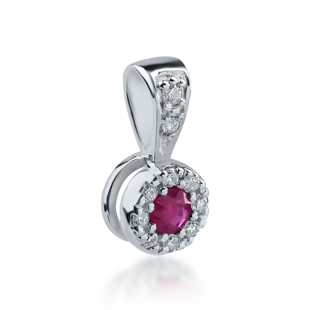 Pandantiv din aur alb cu rubin de 0.07ct si diamante de 0.06ct - imagine 2