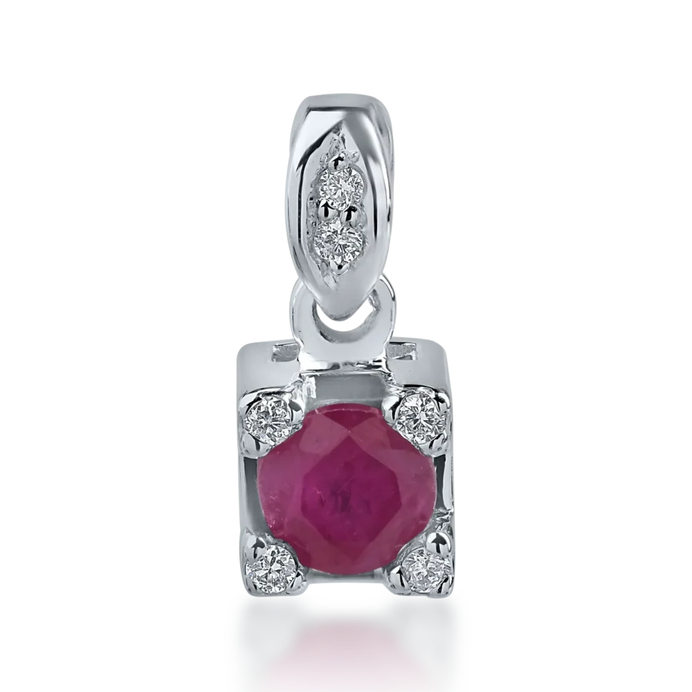 Pandantiv din aur alb cu rubin de 0.27ct si diamante de 0.04ct