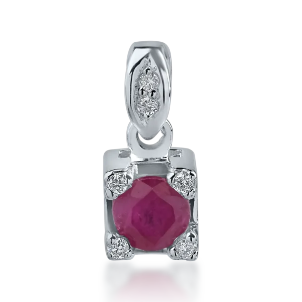 Pandantiv din aur alb cu rubin de 0.4ct si diamante de 0.04ct