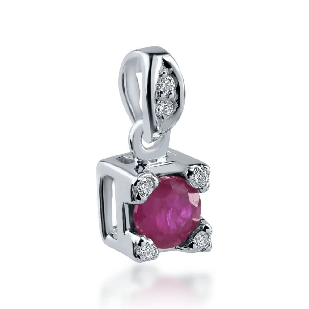 Pandantiv din aur alb cu rubin de 0.4ct si diamante de 0.04ct - imagine 2