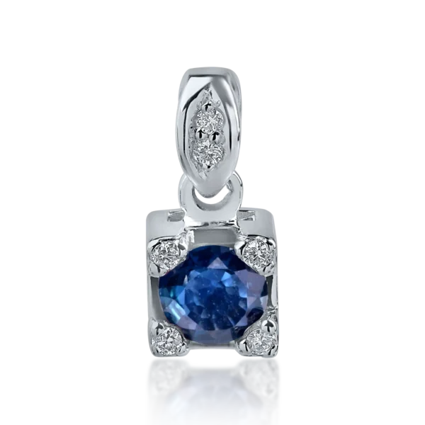 Pandantiv din aur alb cu safir de 0.3ct si diamante de 0.04ct
