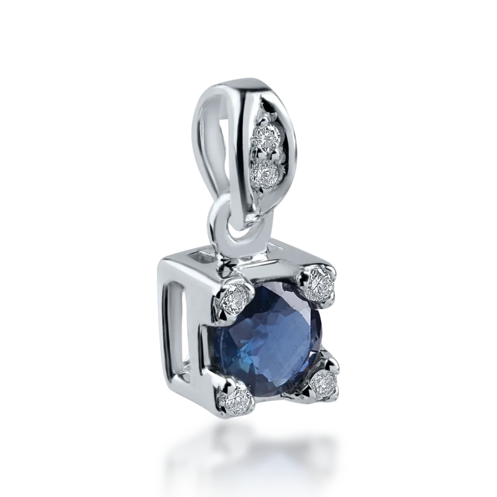 Pandantiv din aur alb cu safir de 0.3ct si diamante de 0.04ct - imagine 2