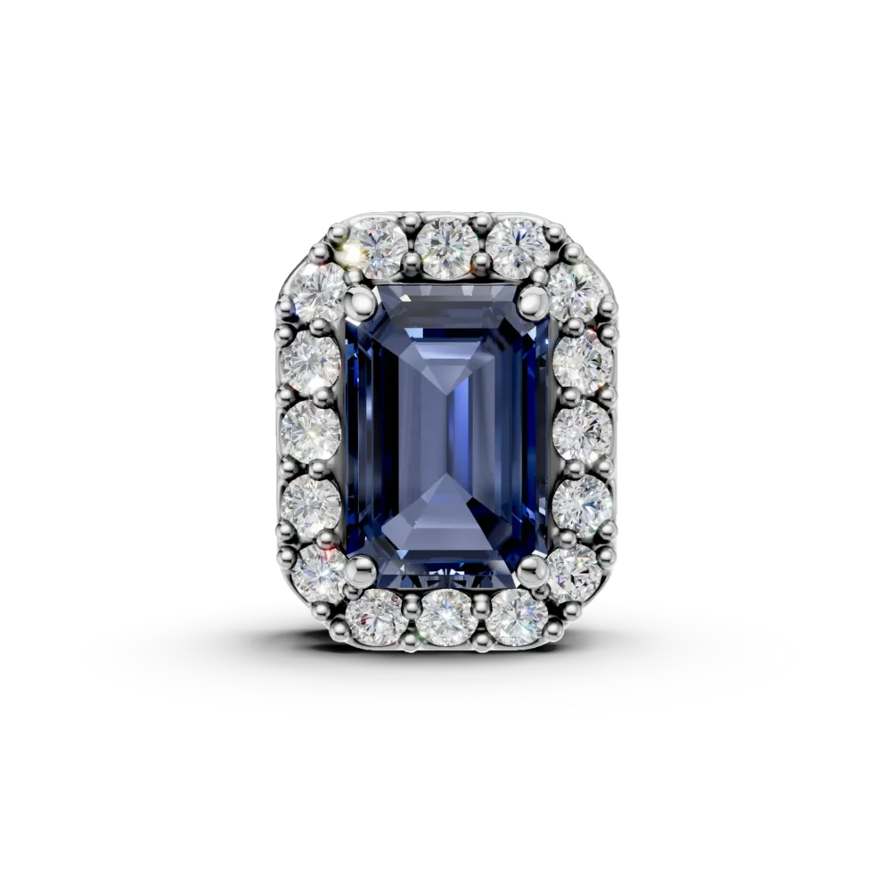 Pandantiv din aur alb cu safir rectangular de 0.46ct si diamante de 0.11ct