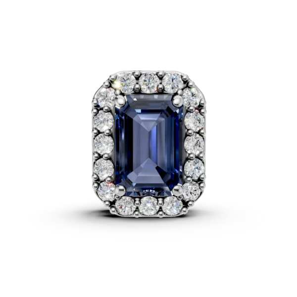 Pandantiv din aur alb cu safir rectangular de 0.46ct si diamante de 0.11ct